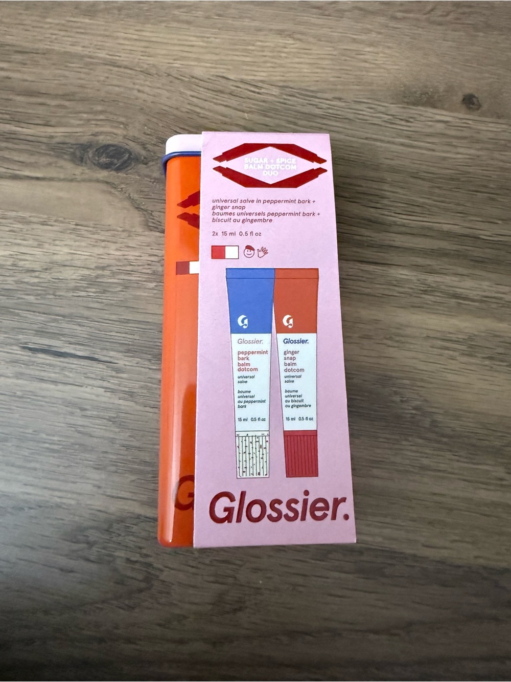 Brand new Glossier Peppermint & Ginger Balm Duo full size